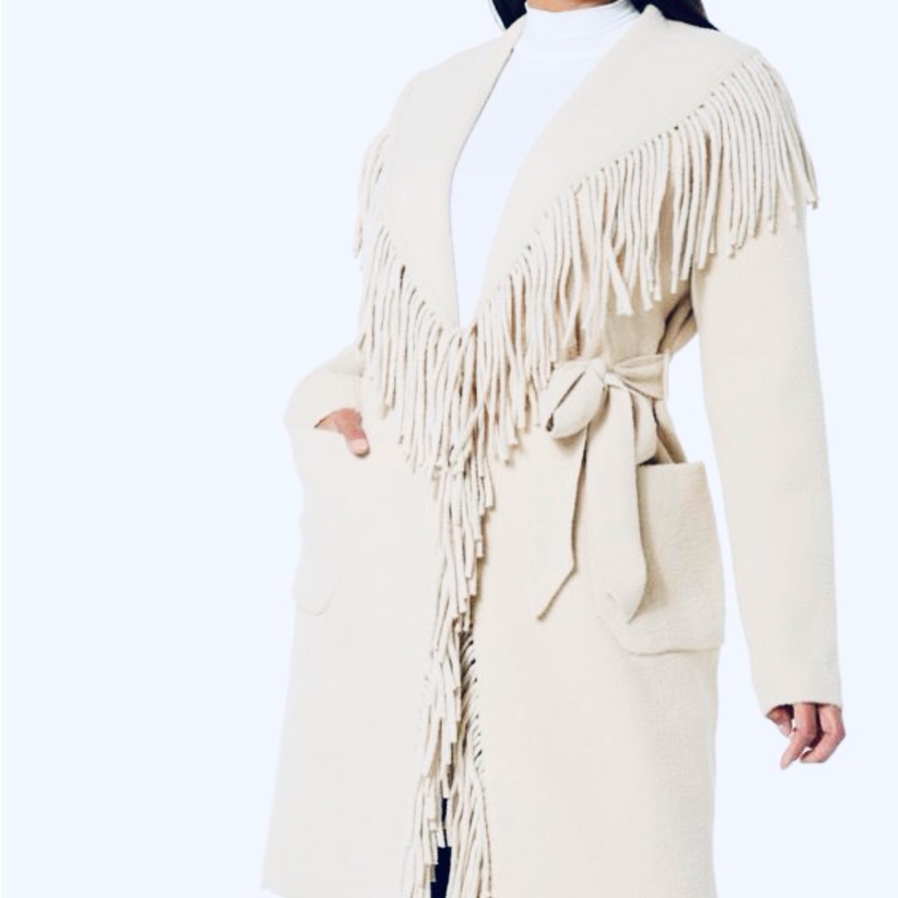 Badgley Mischka Eyelash Fringe Coatigan